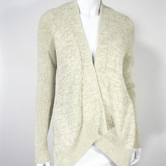 DVF Drop Down Cardigan Sweater,
Ivory Gold Metallic Knit, Wool Bland - Picture 2 of 5